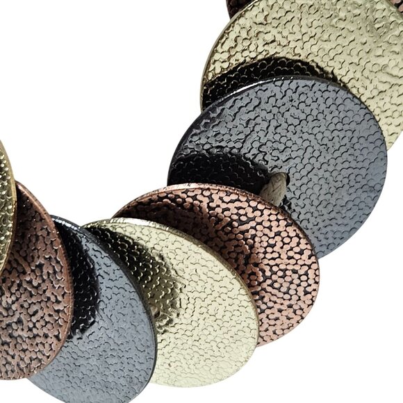 Elegant Metallic Disc Statement Necklace Black Copper Gold Fashion Jewelry Women - Picture 2 of 6